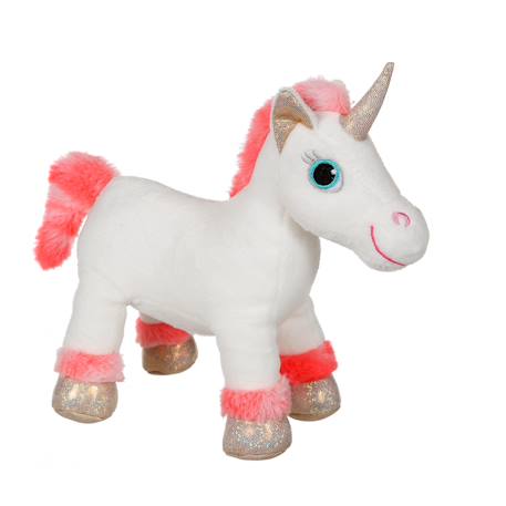 Peluche - peluche lica bella sonore, blanche et rose corail 22 cm Orange 1 - vertbaudet enfant 