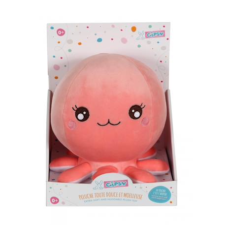 Peluche - peluche baby squishi 22 cm - pieuvre rose Corail 1 - vertbaudet enfant 