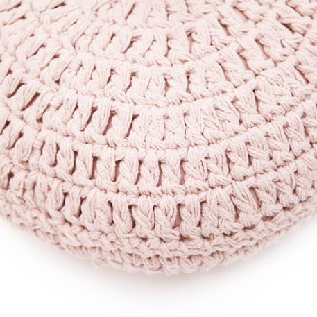 Coussin coton rond crochet lenka Ecru+Moutarde+Nude 17 - vertbaudet enfant 