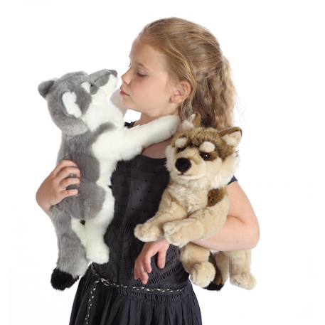 Peluche - loup allongé - 30 cm Gris 2 - vertbaudet enfant 