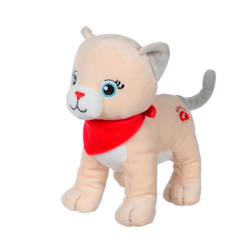 Jouet-Peluche - peluche chien fun kitties sonore, beige foulard rouge - 17 cm