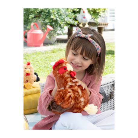 Peluche - poule flammée sonore rousse en peluche - 22 cm Orange 3 - vertbaudet enfant 