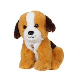 Jouet-Peluche - peluche chien mimi dogs sonore marron clair et marron foncé - 18 cm