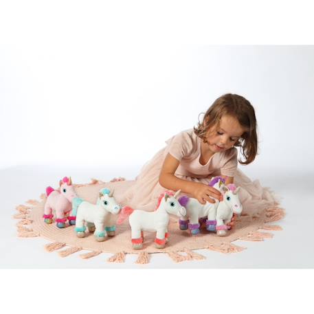 Peluche - peluche lica bella sonore, blanche et rose corail 22 cm Orange 4 - vertbaudet enfant 
