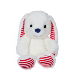 Jouet-Peluche - peluche les marinières - lapin blanc rayures rouges - 24 cm