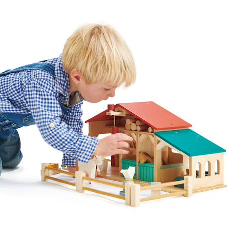 La Ferme en bois avec animaux Beige, rouge, bleu 4 - vertbaudet enfant 