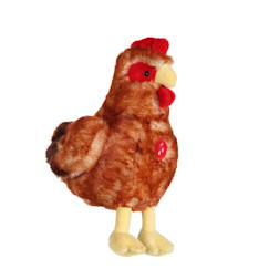 Jouet-Peluche - poule flammée sonore rousse en peluche - 22 cm