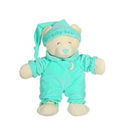 Jouet-Peluche - peluche ourson baby bear douceur vert menthe - 24 cm