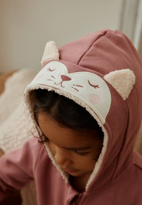 Sweat à capuche zippé bébé en molleton matcha Rose 1 - vertbaudet enfant 