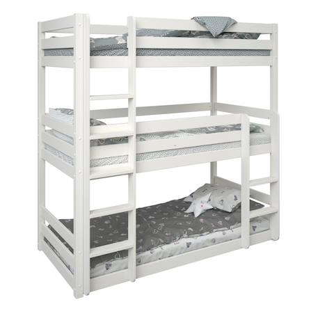 Lit superposé triple en bois massif isidore Blanc 6 - vertbaudet enfant 