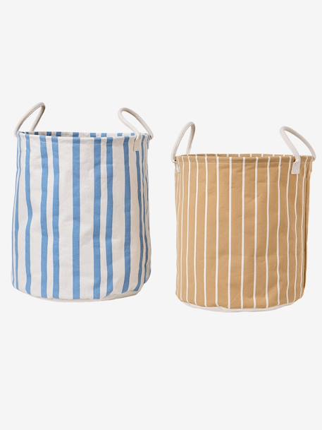 Lot 2 paniers de rangement rayé beige 2 - vertbaudet enfant 