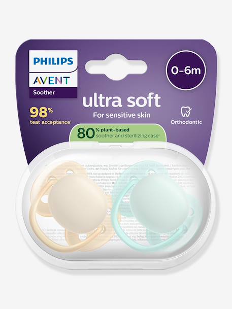 Lot de 2 sucettes ultra soft 0-6 mois forest friends bleu+bleu imprimé 5 - vertbaudet enfant 