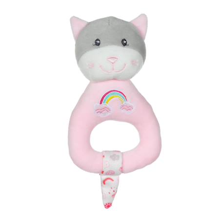 Hochet rainbow chat - 15 cm Rose 1 - vertbaudet enfant 