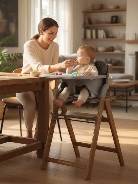 Chaise haute design pliante en bois meridio Natural graphit+Pecan graphit 12 - vertbaudet enfant 