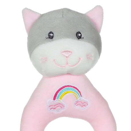 Hochet rainbow chat - 15 cm Rose 2 - vertbaudet enfant 