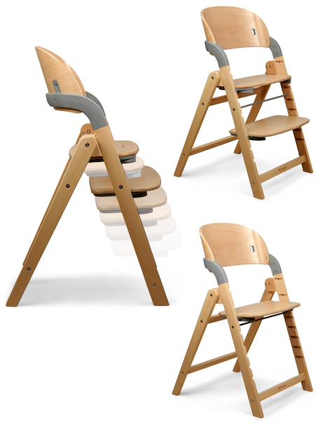 Chaise haute design pliante en bois meridio Natural graphit+Pecan graphit 2 - vertbaudet enfant 