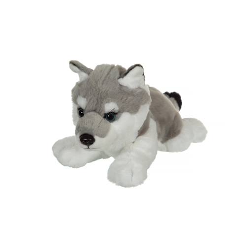 Peluche - peluche loup allongé gris & blanc - 25 cm Noir 1 - vertbaudet enfant 