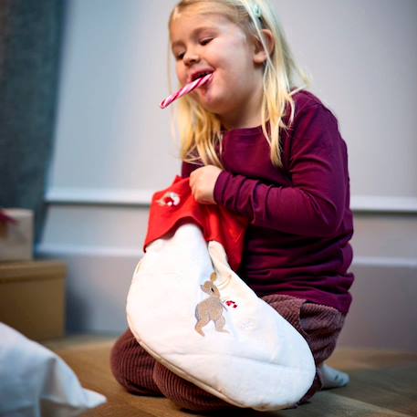 Chaussette de noël Renard coton biologique Rouge, écru, marron 4 - vertbaudet enfant 