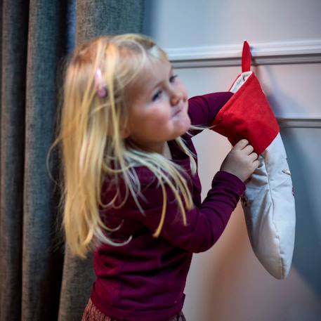 Chaussette de noël Renard coton biologique Rouge, écru, marron 6 - vertbaudet enfant 