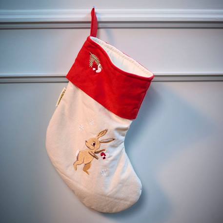 Chaussette de noël Renard coton biologique Rouge, écru, marron 5 - vertbaudet enfant 