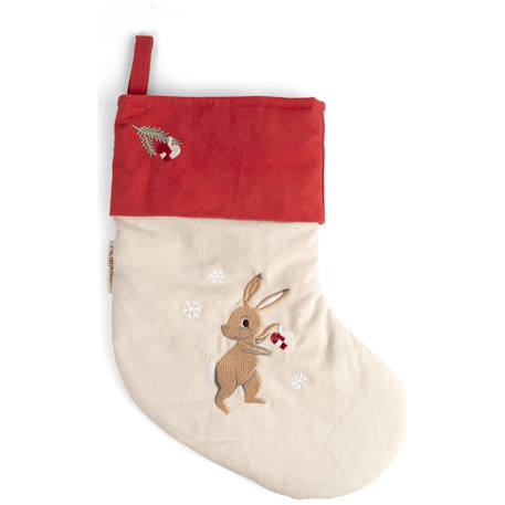 Chaussette de noël Renard coton biologique Rouge, écru, marron 1 - vertbaudet enfant 