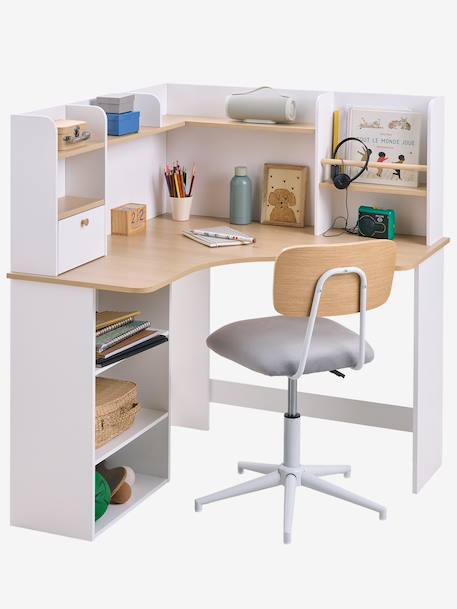 Bureau d'angle enfant avec rangements blanc 5 - vertbaudet enfant 