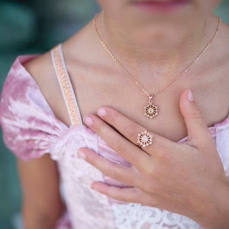 Ensemble collier et bague en strass flocon Blanc 2 - vertbaudet enfant 