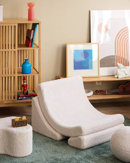Fauteuil de jeu enfant - pouf design lune en teddy Biscuit+Cream white+Guava+Matcha 8 - vertbaudet enfant 