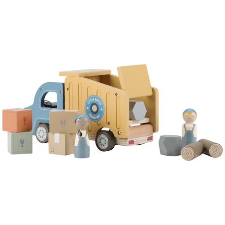 Camion-benne en bois Jaune, bleu, écru 5 - vertbaudet enfant 