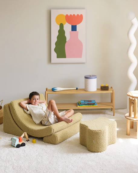 Fauteuil de jeu enfant - pouf design lune en teddy Biscuit+Cream white+Guava+Matcha 20 - vertbaudet enfant 