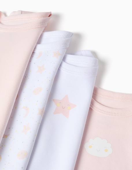 Lot de 4 bodies en coton Multicolore 4 - vertbaudet enfant 