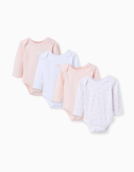 Lot de 4 bodies en coton Multicolore 1 - vertbaudet enfant 
