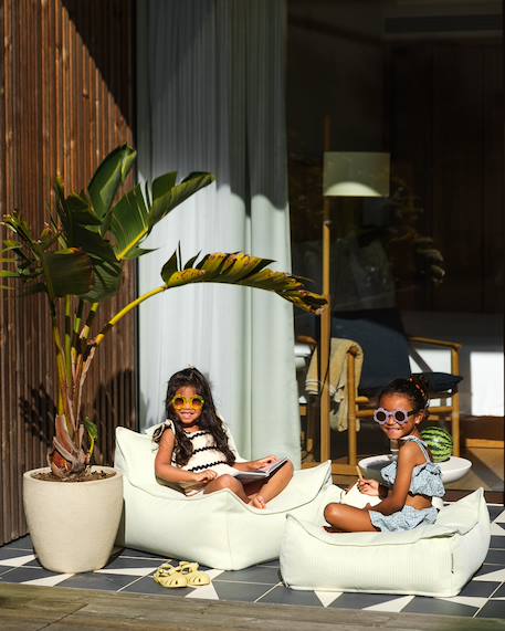 Pouf extérieur enfant carré coussin de sol outdoor Azure+Dune+Herba+Pomegranate+Seashell+Terra 18 - vertbaudet enfant 