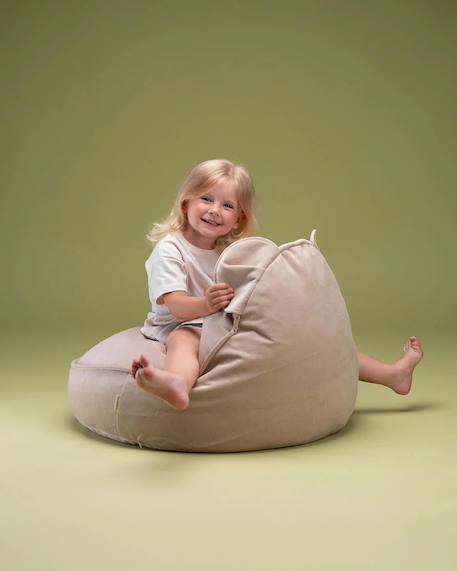 Pouf poire ours chambre enfant - fauteuil comfortable en velours Dusty beige+Misty green+Salted caramel 2 - vertbaudet enfant 