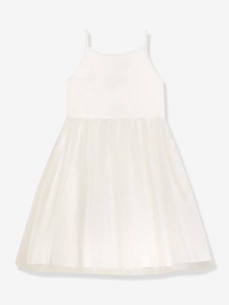 Robe de fête DISABEL en dentelle avec jupe en tulle pailleté fille DANAMADE écru 3 - vertbaudet enfant 