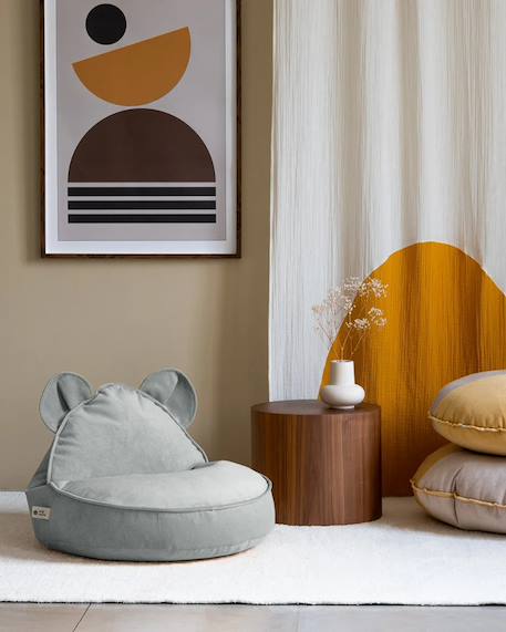Pouf poire ours chambre enfant - fauteuil comfortable en velours Dusty beige+Misty green+Salted caramel 9 - vertbaudet enfant 
