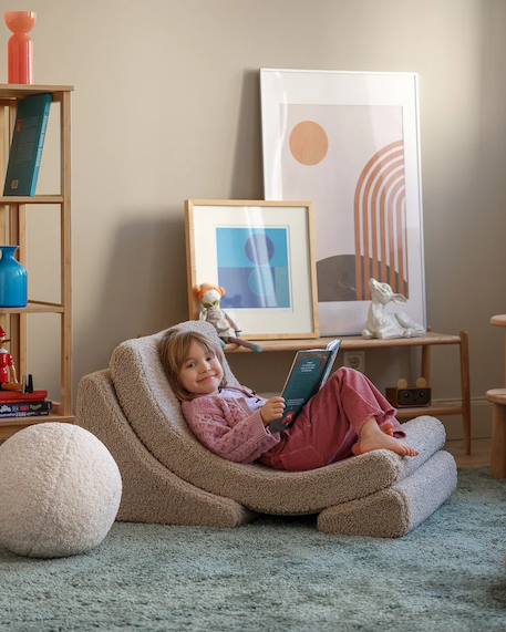 Fauteuil de jeu enfant - pouf design lune en teddy Biscuit+Cream white+Guava+Matcha 2 - vertbaudet enfant 