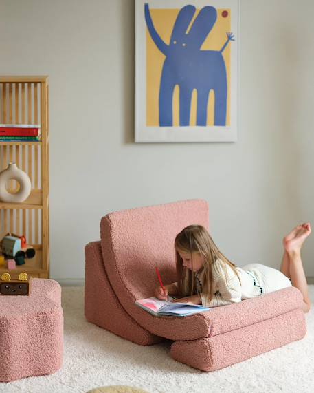 Fauteuil de jeu enfant - pouf design lune en teddy Biscuit+Cream white+Guava+Matcha 14 - vertbaudet enfant 