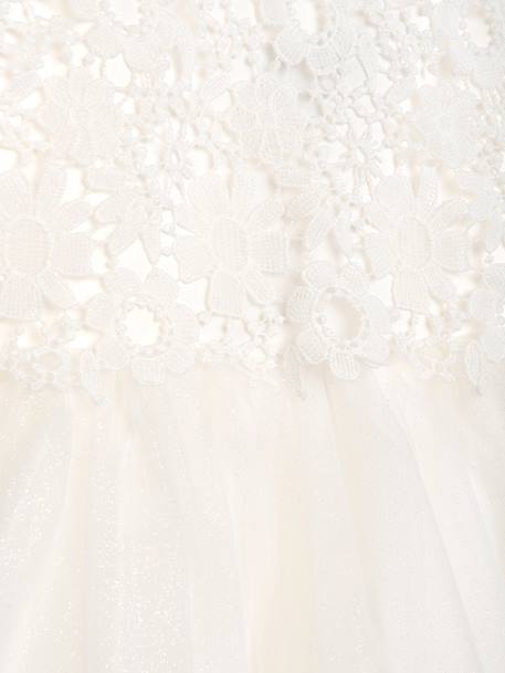 Robe de fête DISABEL en dentelle avec jupe en tulle pailleté fille DANAMADE écru 5 - vertbaudet enfant 