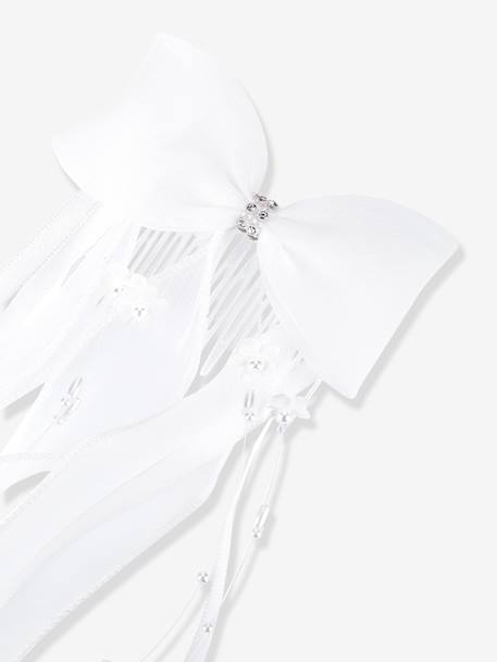 Pince à cheveux DAITHNE avec nœud en organza et rubans tire-bouchon fille DANAMADE blanc 2 - vertbaudet enfant 
