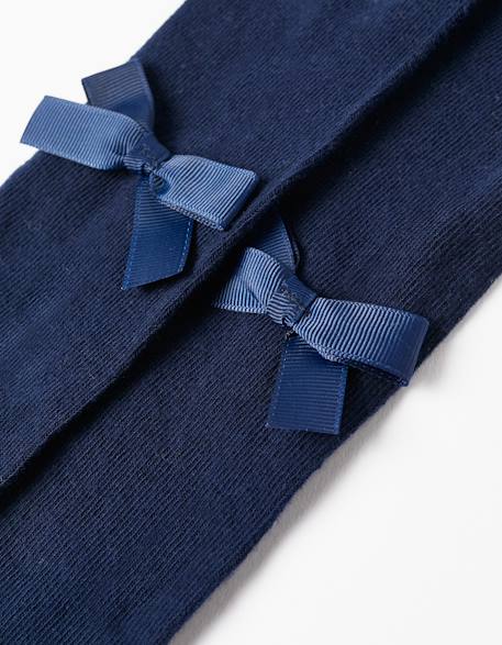 Collants unis avec nœud Bleu foncé 3 - vertbaudet enfant 