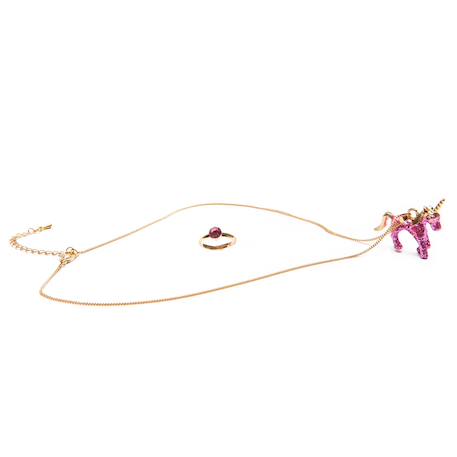 Set collier et bague licorne rose pailletée Rose 3 - vertbaudet enfant 