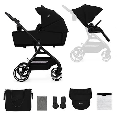 Poussette 2 en 1 Kinderkraft YOXI avec Nacelle Pliable, Siège Réversible, Roues Increvables et UPF50+ Gris+Noir 7 - vertbaudet enfant 