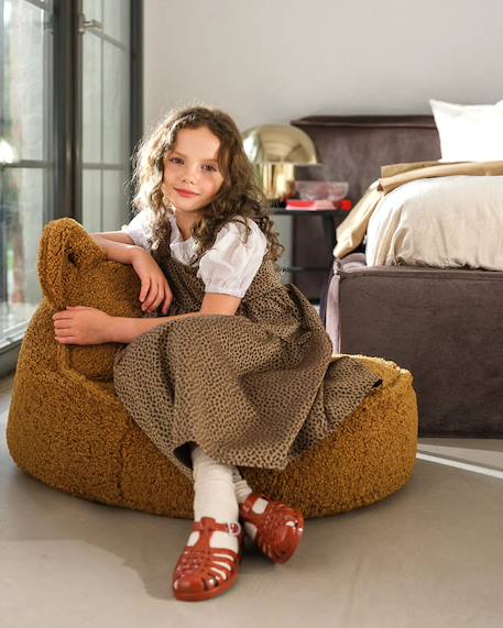 Pouf poire ours chambre enfant - fauteuil comfortable en teddy Biscuit+Cream white+Guava+Maple+Matcha+Warm hazel 19 - vertbaudet enfant 