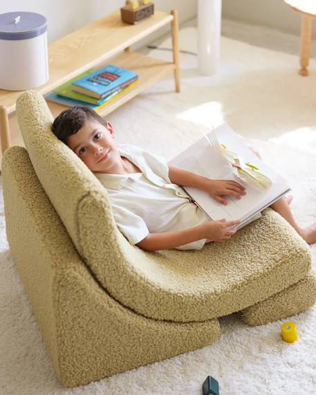 Fauteuil de jeu enfant - pouf design lune en teddy Biscuit+Cream white+Guava+Matcha 24 - vertbaudet enfant 