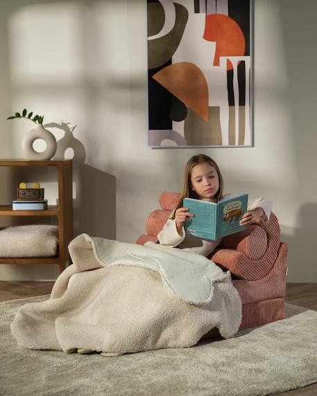 Fauteuil pliant enfant - pouf ?onvertible de jeu flipster en velours côtelé Brown sugar+Peppermint green+Pink mousse 18 - vertbaudet enfant 