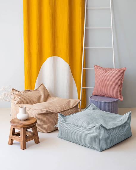 Pouf enfant ottoman carré - coussin de sol déhoussable en velours côtelé Blueberry blue+Brown sugar+Marshmallow+Peppermint green+Pink mousse+Toffee 20 - vertbaudet enfant 