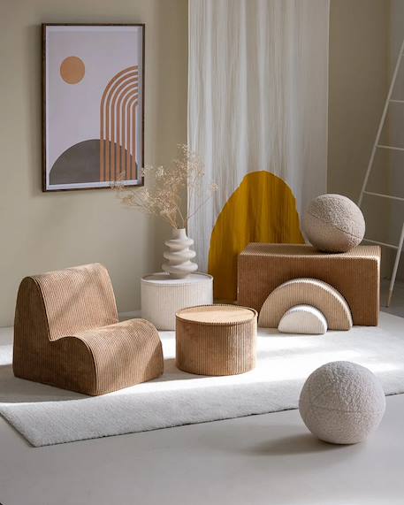 Pouf enfant en velours côtelé Blueberry blue+Brown sugar+Marshmallow+Peppermint green+Pink mousse+Toffee 31 - vertbaudet enfant 