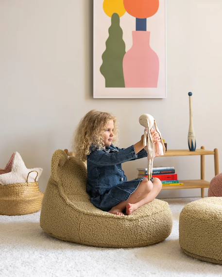 Pouf poire ours chambre enfant - fauteuil comfortable en teddy Biscuit+Cream white+Guava+Maple+Matcha+Warm hazel 25 - vertbaudet enfant 