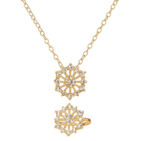 Ensemble collier et bague en strass flocon Blanc 1 - vertbaudet enfant 